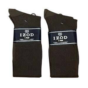 IZOD Men's Dark Brown Dress Socks, 2 Pairs, Size L, NWT